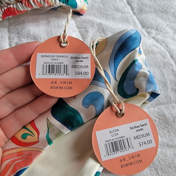 NWT B. Swim Sicilian Swirl Bermuda Triangle Top and Austin Bikini Bottom Medium - Picture 4 of 4